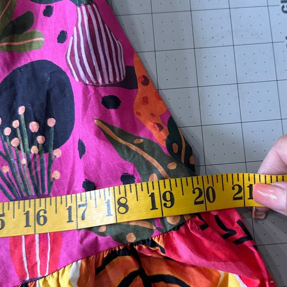 Farm Rio SZ XS Leopards Pop Tropical Jungle Maxi Dress Pink Multi Tiered Beaded - Picture 12 of 16